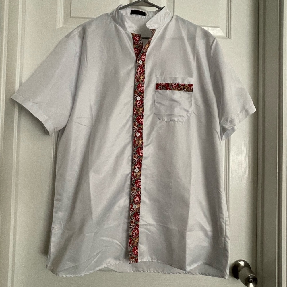 *2/$22* SHEIN white & floral accent button down